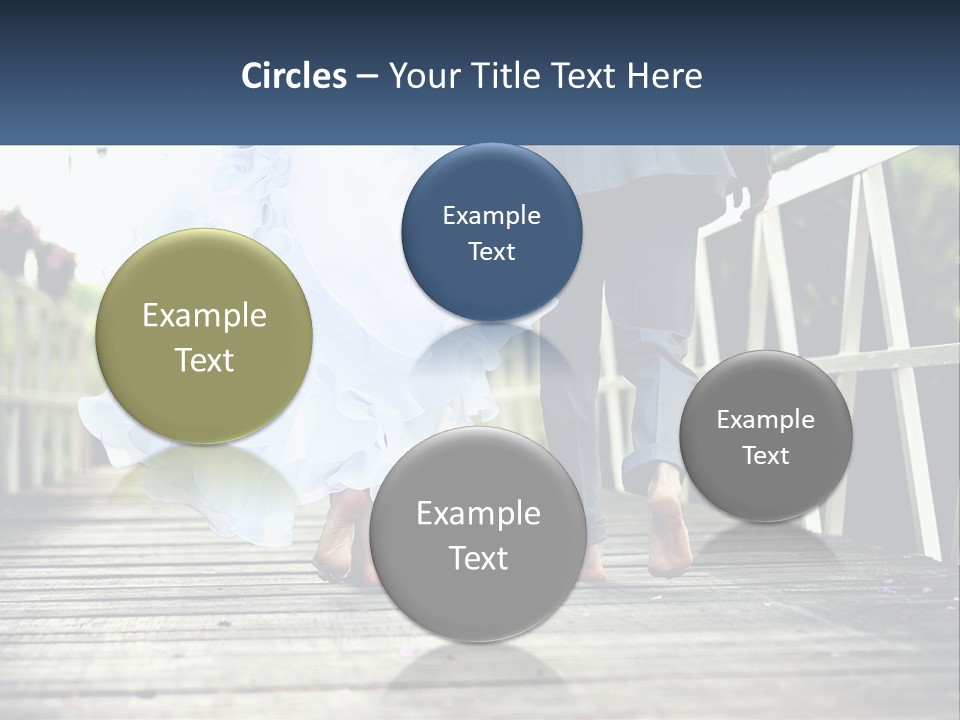 A Bride And Groom Walking Across A Bridge PowerPoint Template