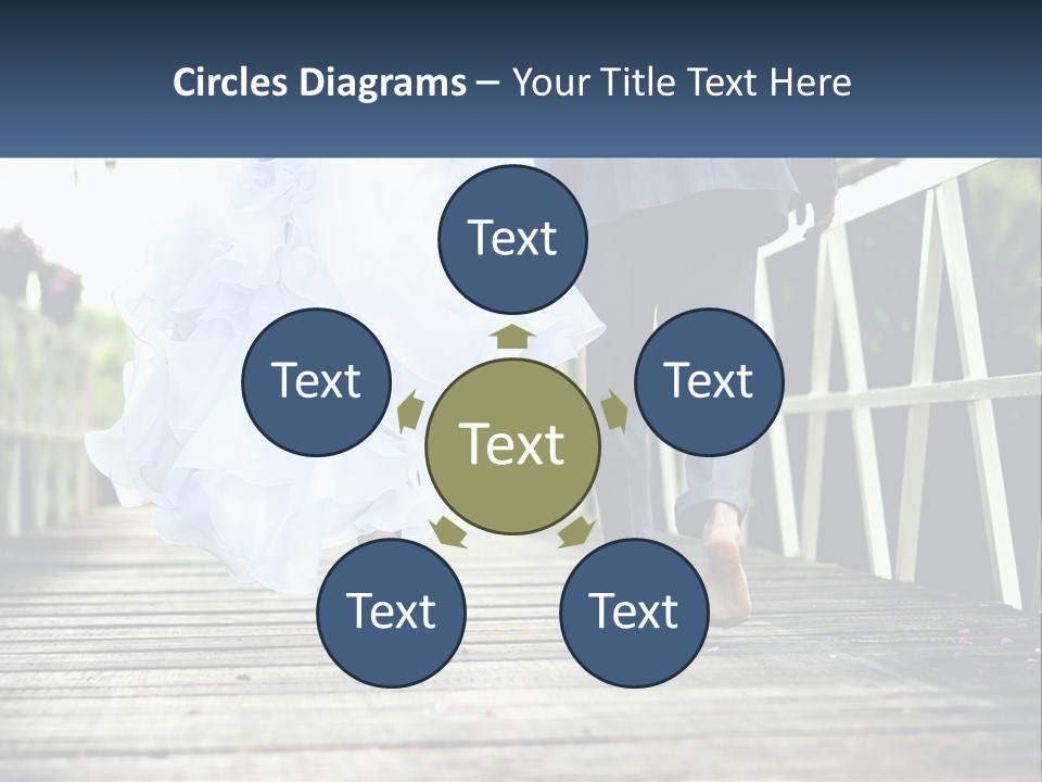 A Bride And Groom Walking Across A Bridge PowerPoint Template