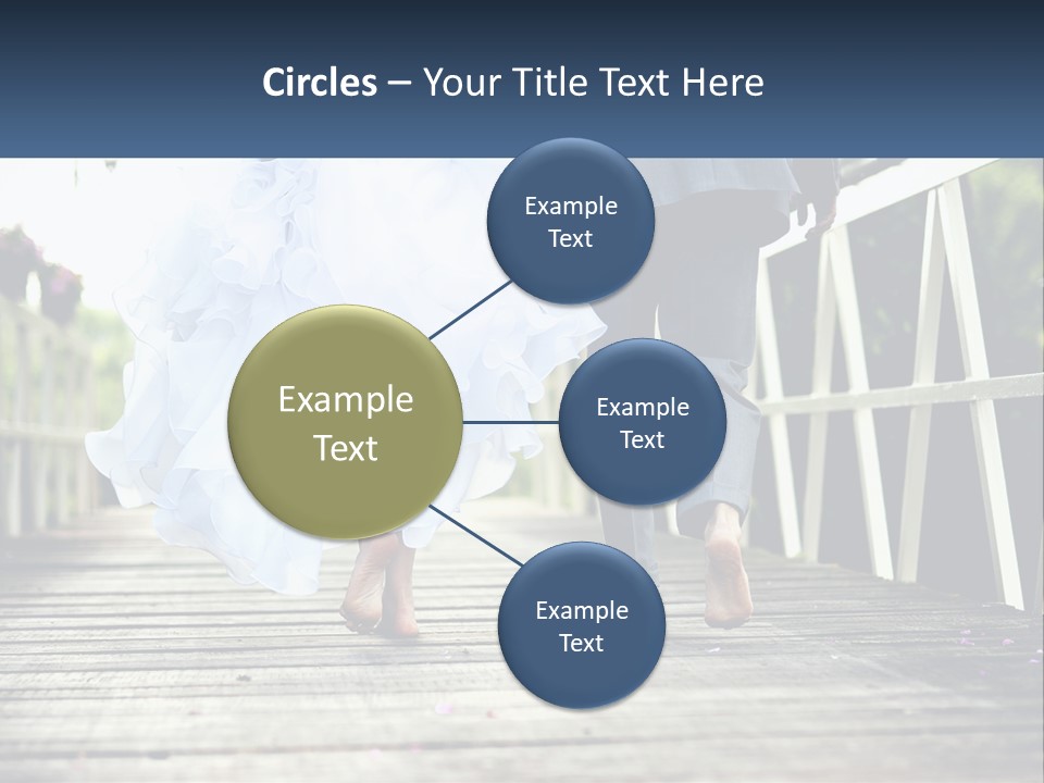 A Bride And Groom Walking Across A Bridge PowerPoint Template