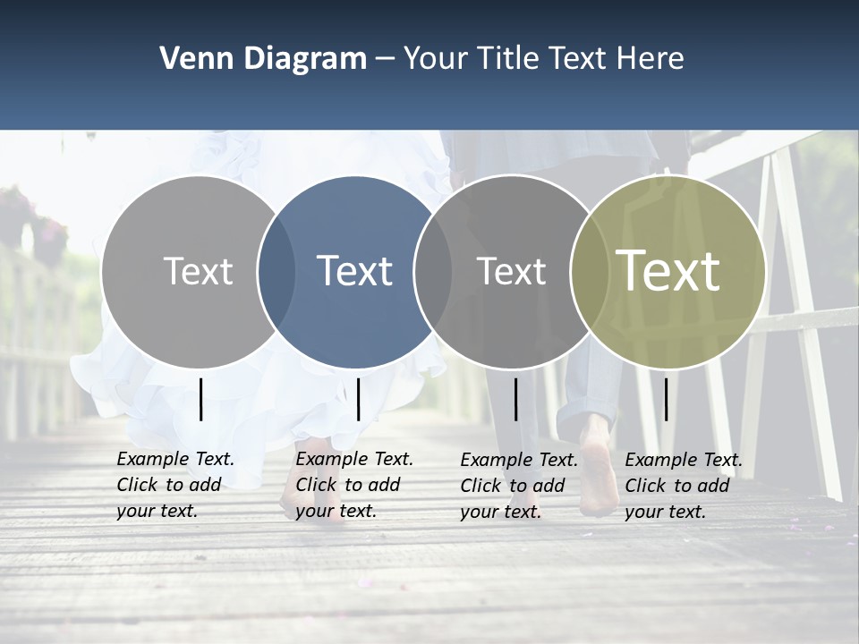 A Bride And Groom Walking Across A Bridge PowerPoint Template