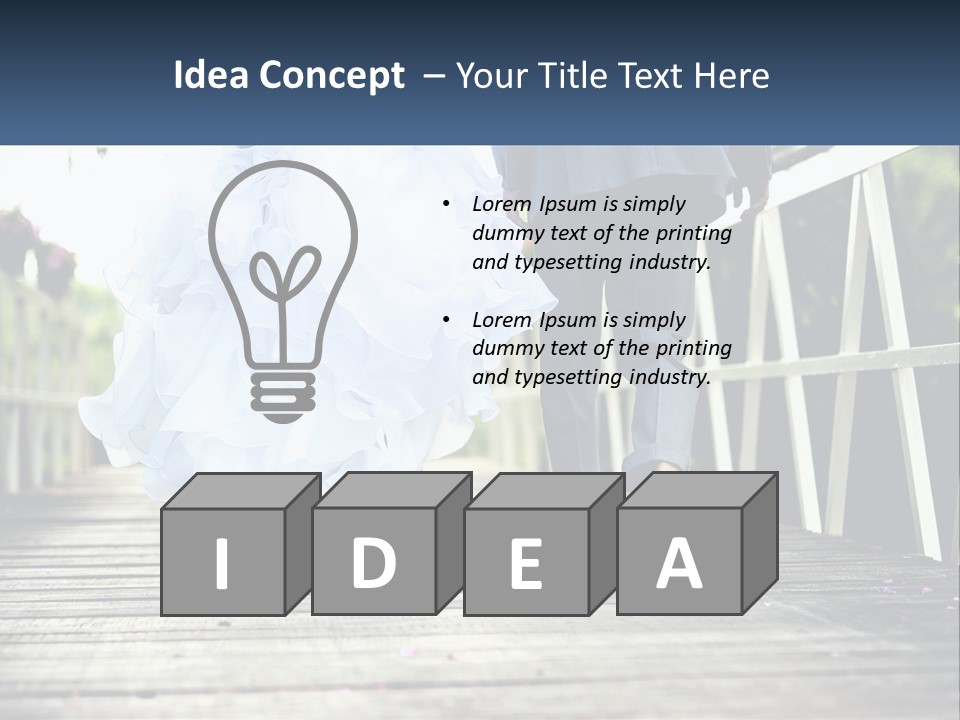 A Bride And Groom Walking Across A Bridge PowerPoint Template