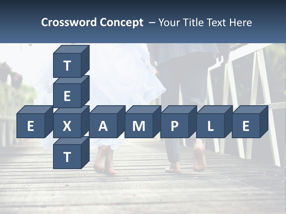 A Bride And Groom Walking Across A Bridge PowerPoint Template
