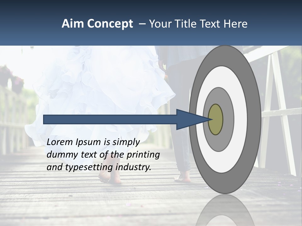 A Bride And Groom Walking Across A Bridge PowerPoint Template