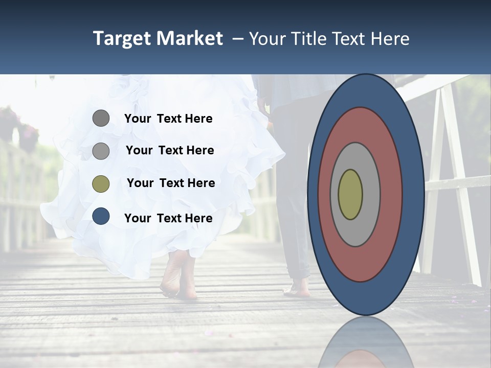 A Bride And Groom Walking Across A Bridge PowerPoint Template