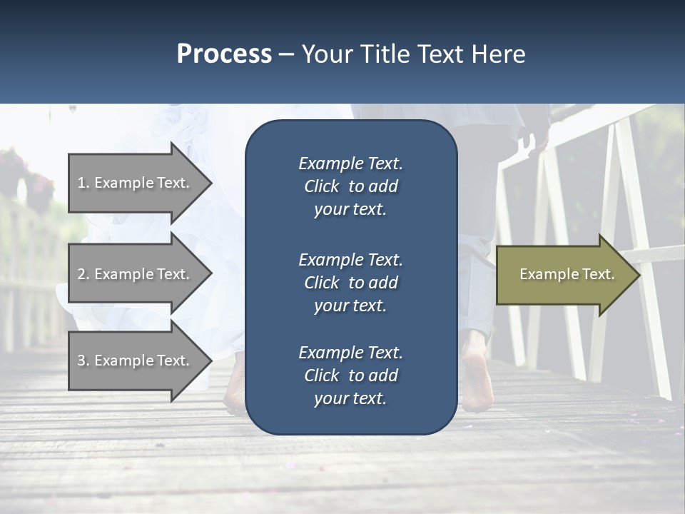 A Bride And Groom Walking Across A Bridge PowerPoint Template