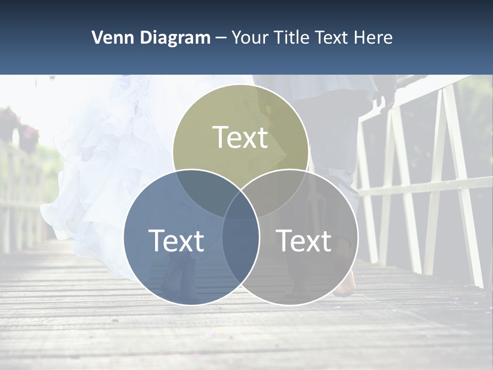A Bride And Groom Walking Across A Bridge PowerPoint Template
