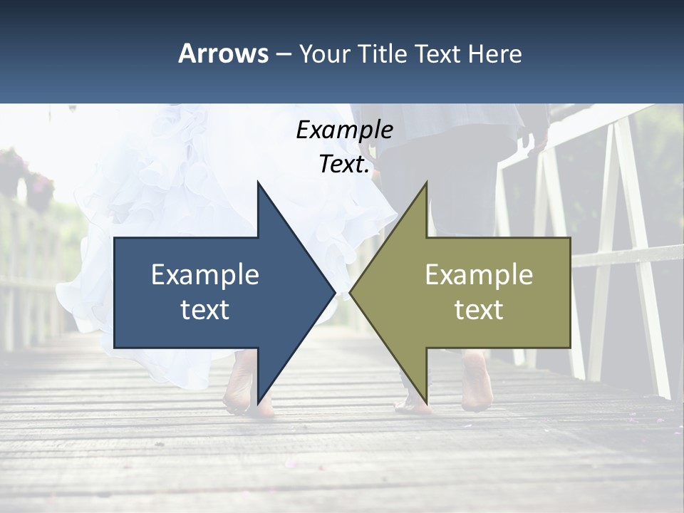 A Bride And Groom Walking Across A Bridge PowerPoint Template