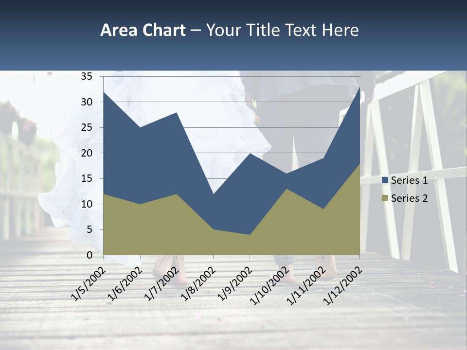 A Bride And Groom Walking Across A Bridge PowerPoint Template