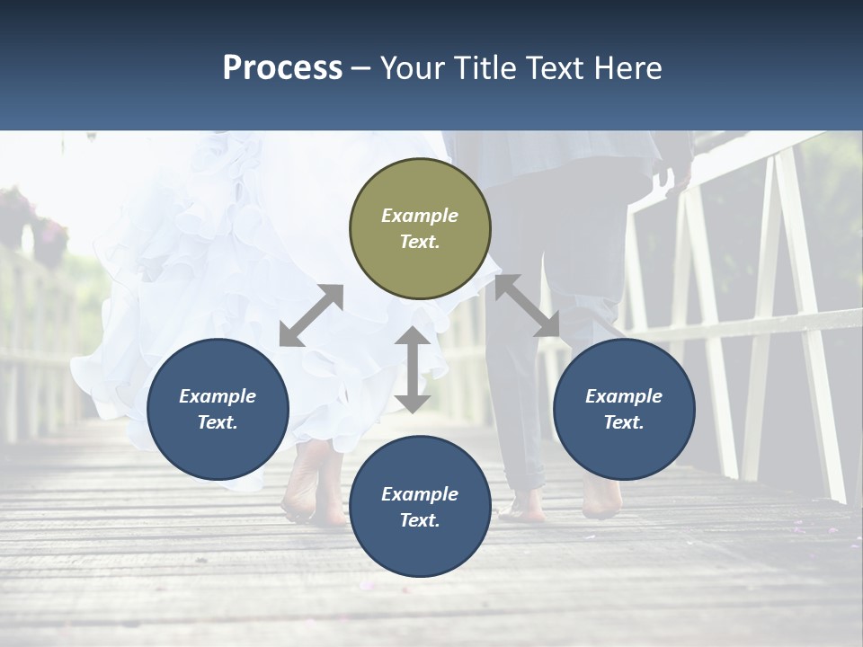 A Bride And Groom Walking Across A Bridge PowerPoint Template