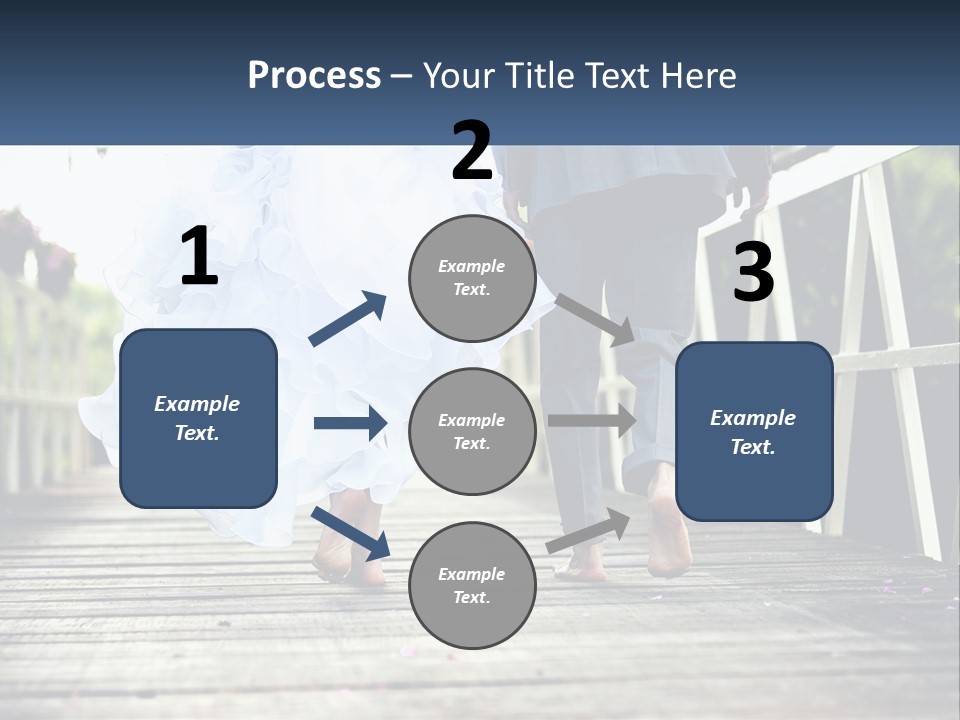 A Bride And Groom Walking Across A Bridge PowerPoint Template