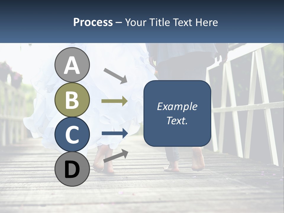 A Bride And Groom Walking Across A Bridge PowerPoint Template