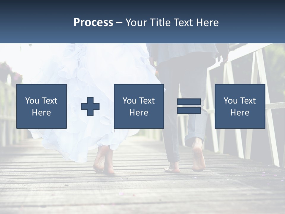 A Bride And Groom Walking Across A Bridge PowerPoint Template