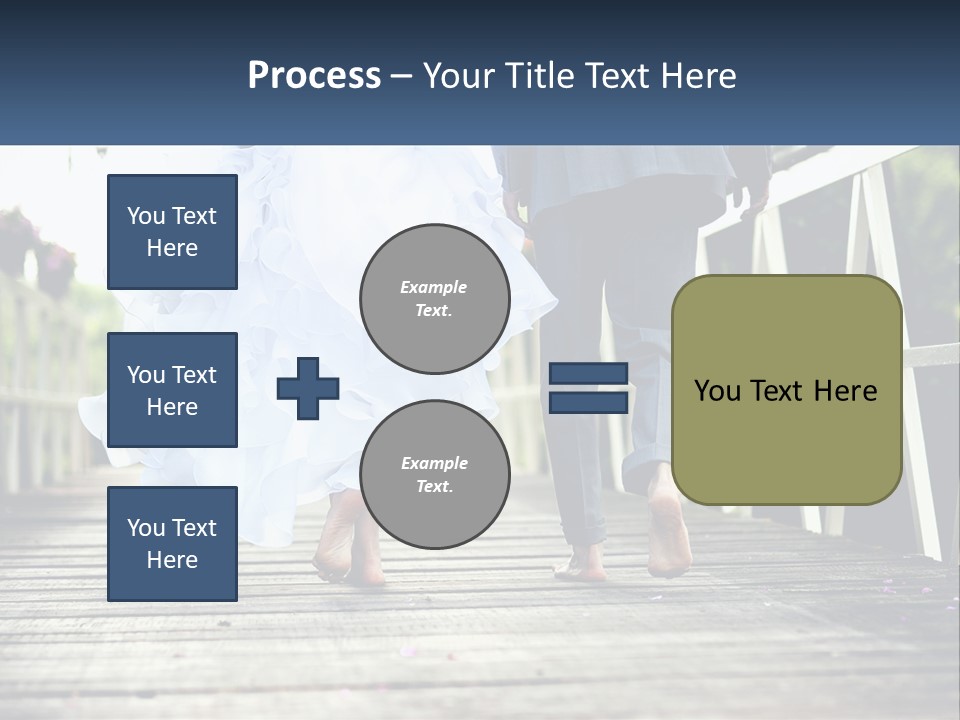 A Bride And Groom Walking Across A Bridge PowerPoint Template