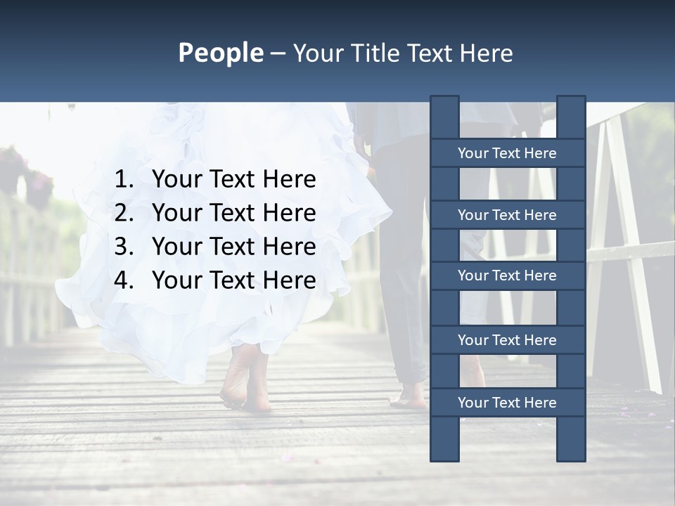 A Bride And Groom Walking Across A Bridge PowerPoint Template