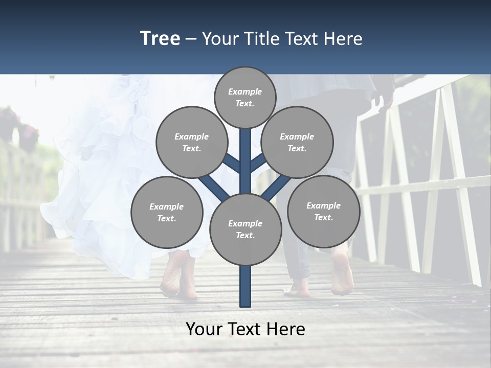 A Bride And Groom Walking Across A Bridge PowerPoint Template