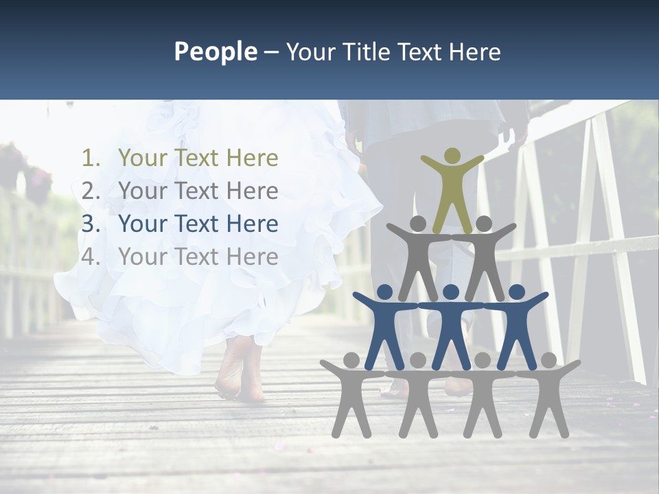 A Bride And Groom Walking Across A Bridge PowerPoint Template