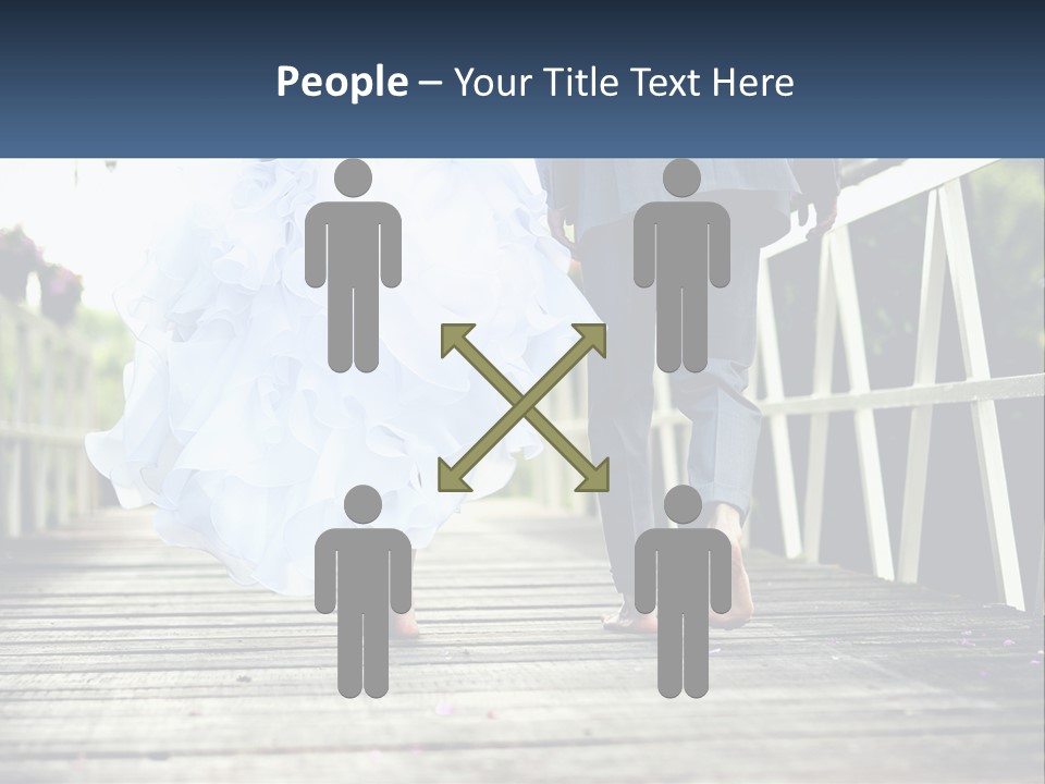 A Bride And Groom Walking Across A Bridge PowerPoint Template