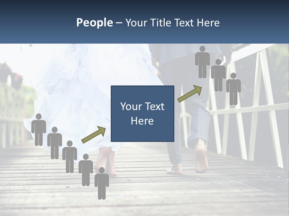A Bride And Groom Walking Across A Bridge PowerPoint Template