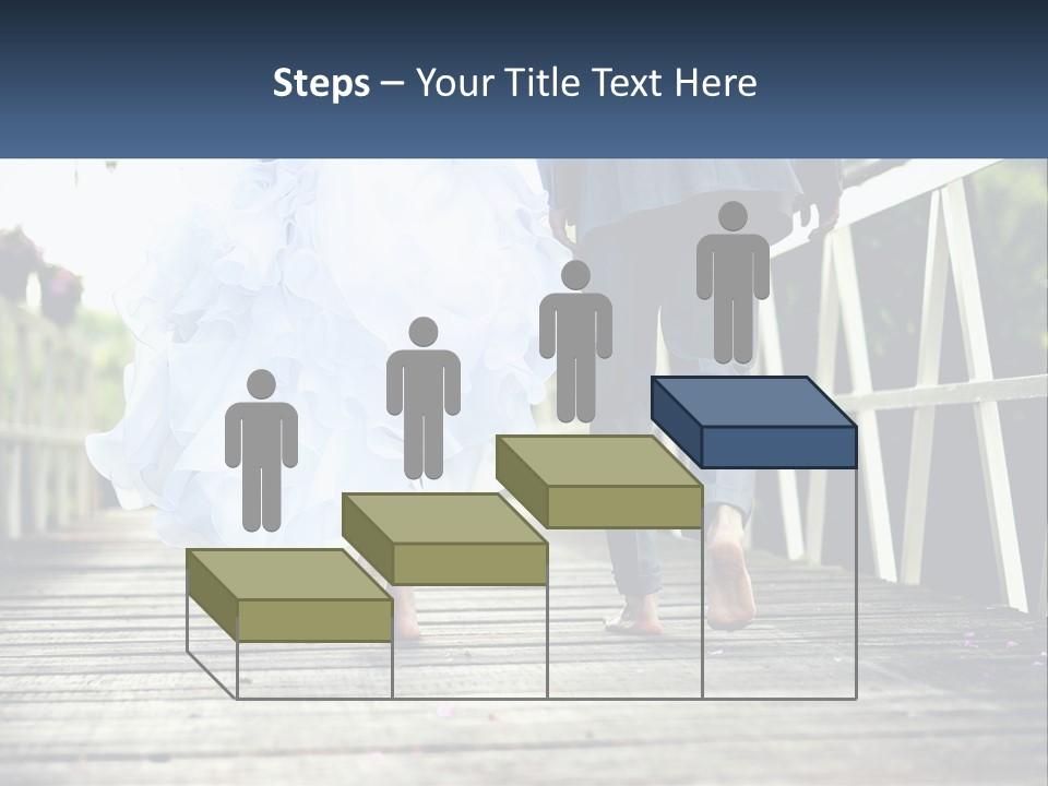 A Bride And Groom Walking Across A Bridge PowerPoint Template