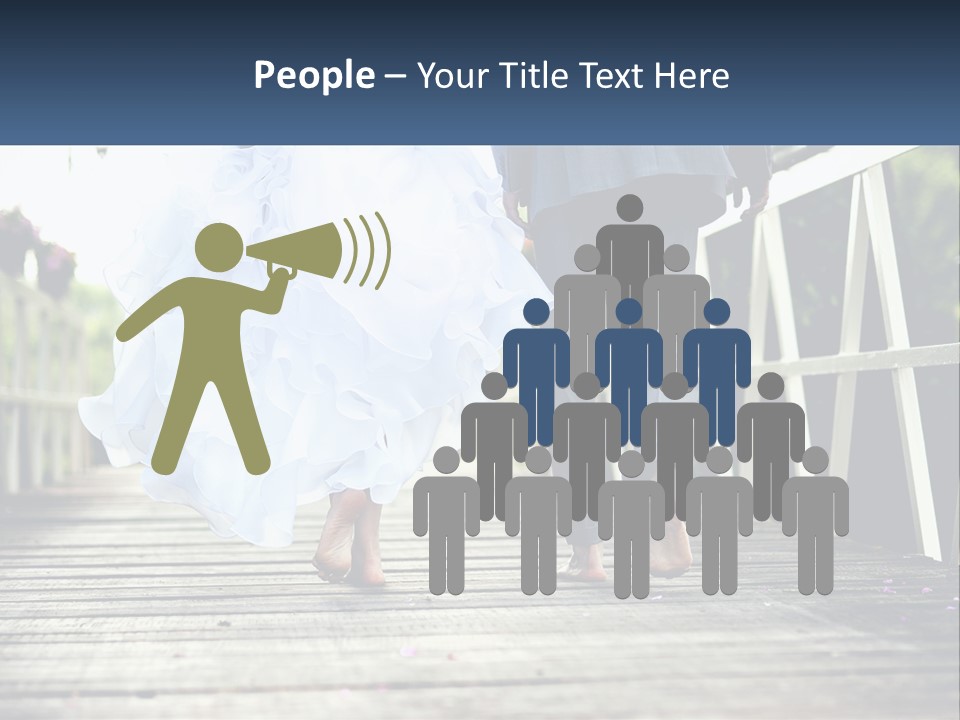 A Bride And Groom Walking Across A Bridge PowerPoint Template