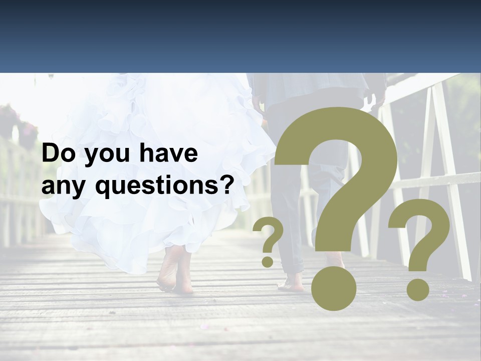 A Bride And Groom Walking Across A Bridge PowerPoint Template