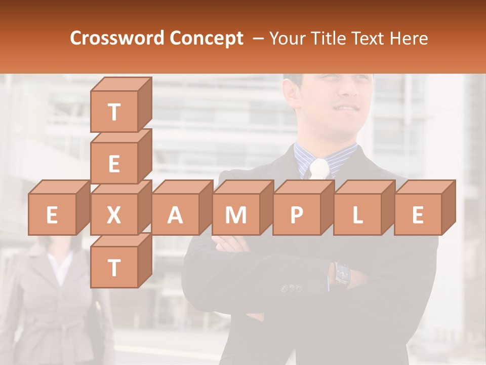 A Man In A Suit Standing With His Arms Crossed PowerPoint Template