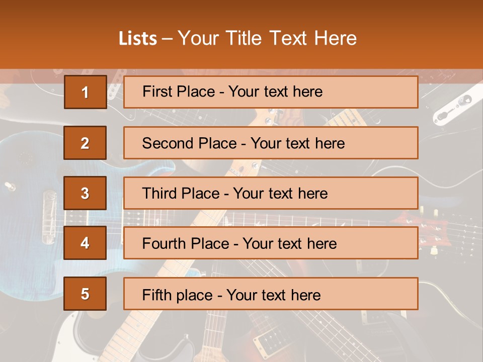 A Group Of Guitars Powerpoint Template PowerPoint Template
