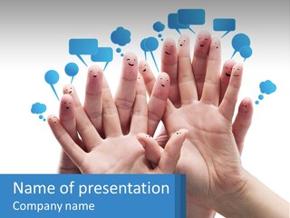 A Group Of Hands With Speech Bubbles Coming Out Of Them PowerPoint Template