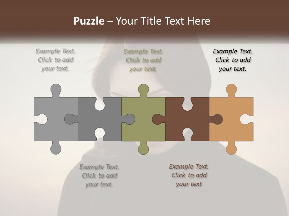 A Woman In A Black Scarf Is Looking Down At Her Cell Phone PowerPoint Template