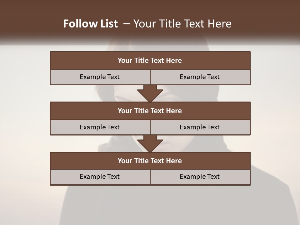 A Woman In A Black Scarf Is Looking Down At Her Cell Phone PowerPoint Template