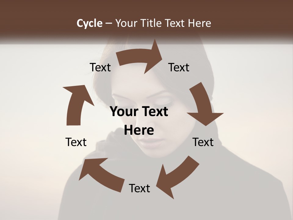 A Woman In A Black Scarf Is Looking Down At Her Cell Phone PowerPoint Template