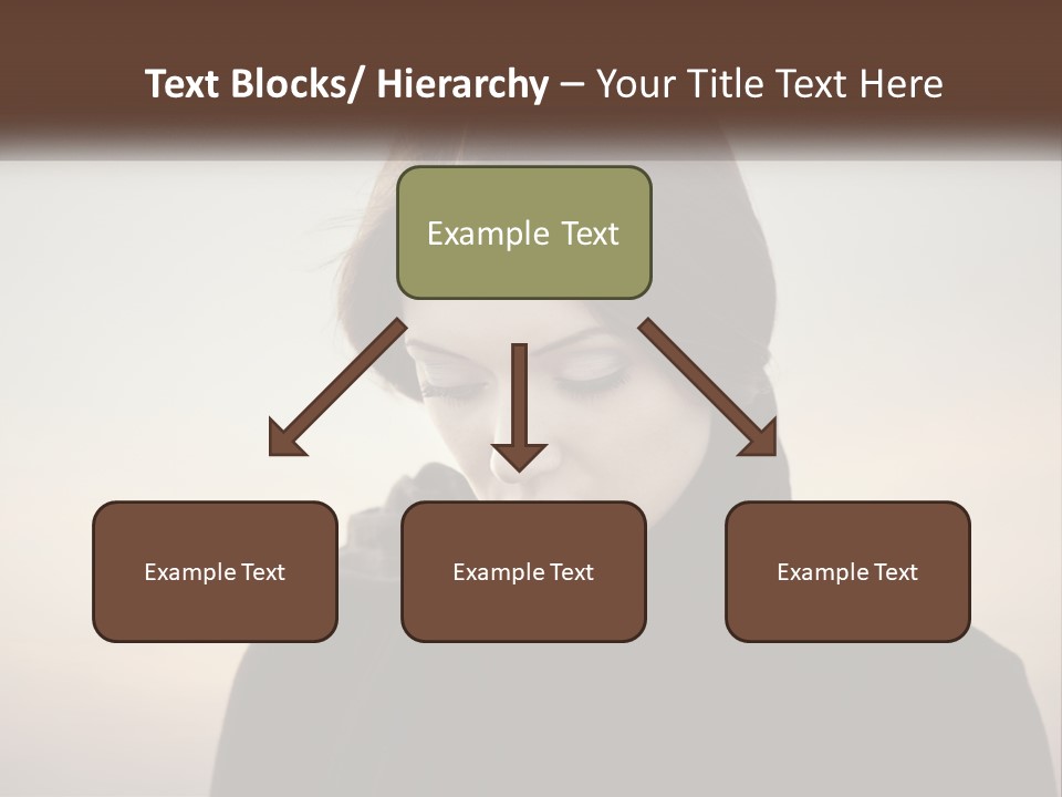 A Woman In A Black Scarf Is Looking Down At Her Cell Phone PowerPoint Template