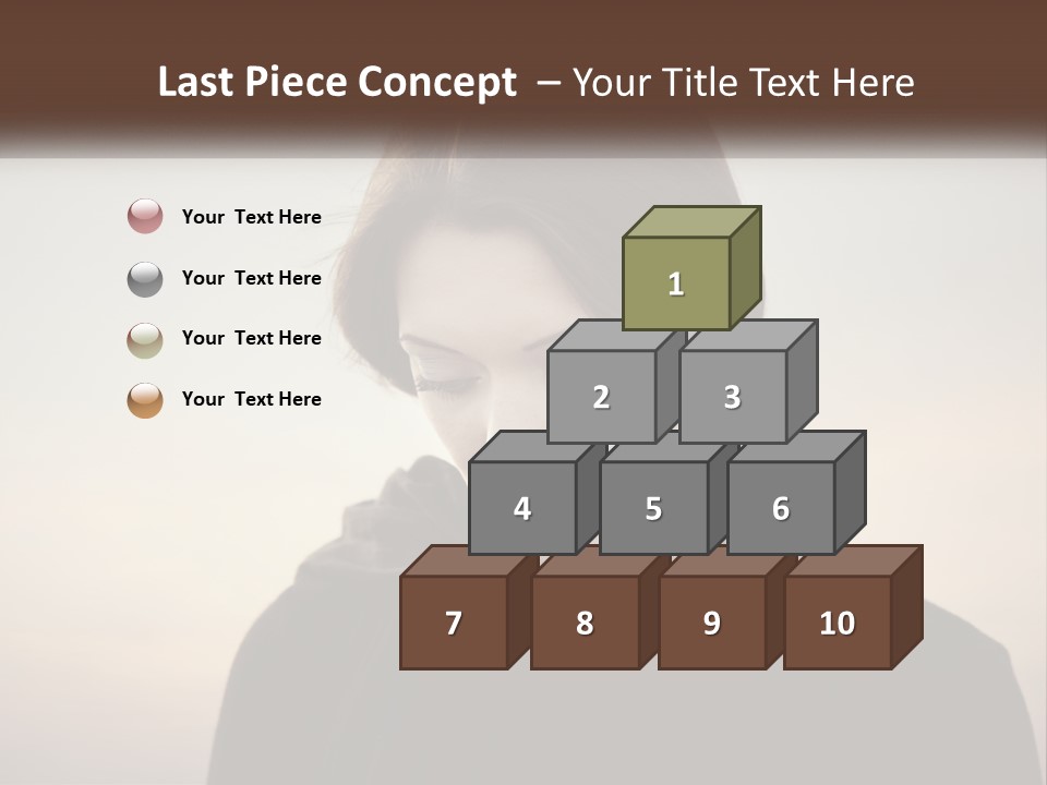 A Woman In A Black Scarf Is Looking Down At Her Cell Phone PowerPoint Template