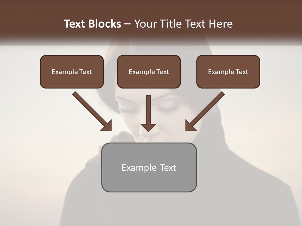 A Woman In A Black Scarf Is Looking Down At Her Cell Phone PowerPoint Template