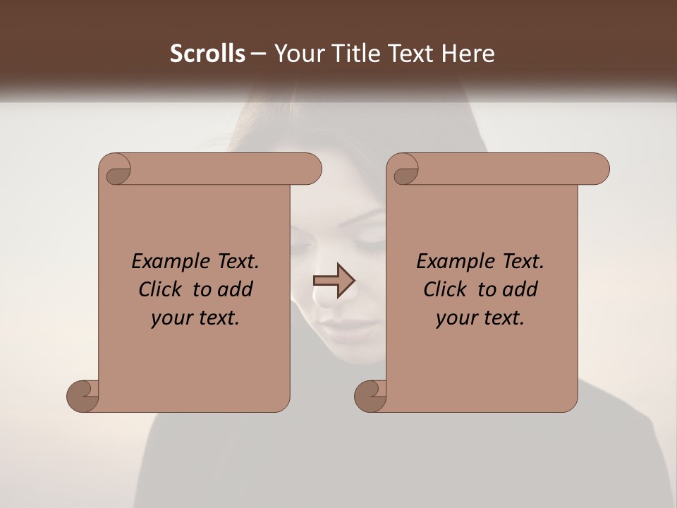A Woman In A Black Scarf Is Looking Down At Her Cell Phone PowerPoint Template