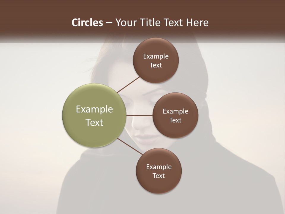 A Woman In A Black Scarf Is Looking Down At Her Cell Phone PowerPoint Template