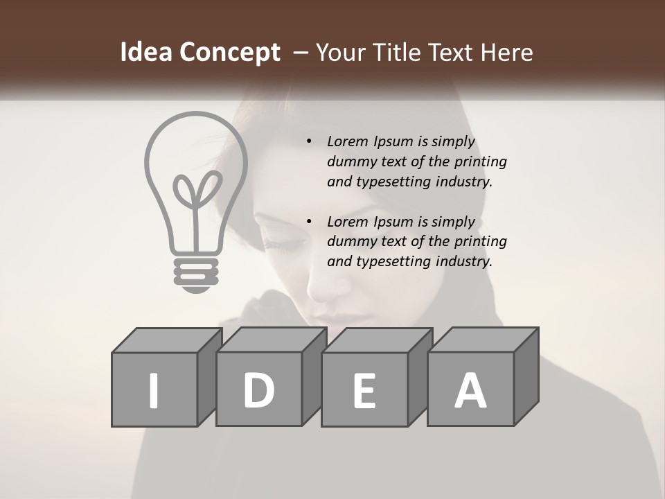 A Woman In A Black Scarf Is Looking Down At Her Cell Phone PowerPoint Template