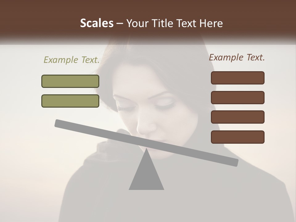 A Woman In A Black Scarf Is Looking Down At Her Cell Phone PowerPoint Template