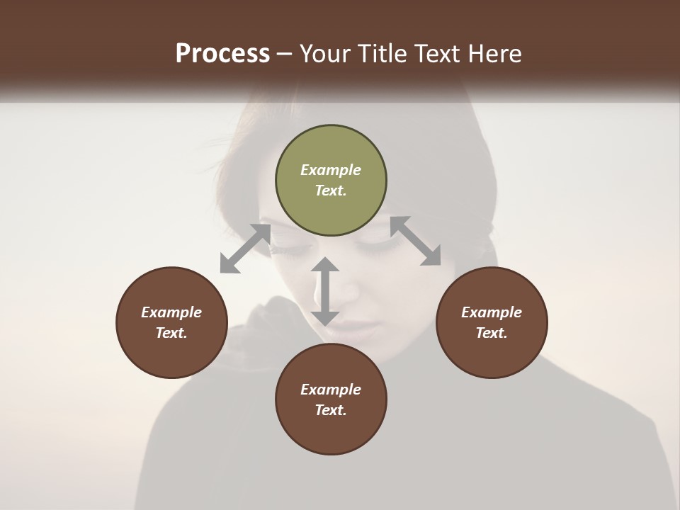 A Woman In A Black Scarf Is Looking Down At Her Cell Phone PowerPoint Template