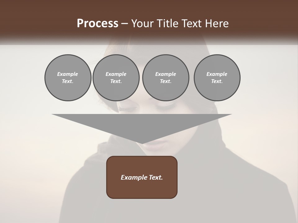 A Woman In A Black Scarf Is Looking Down At Her Cell Phone PowerPoint Template