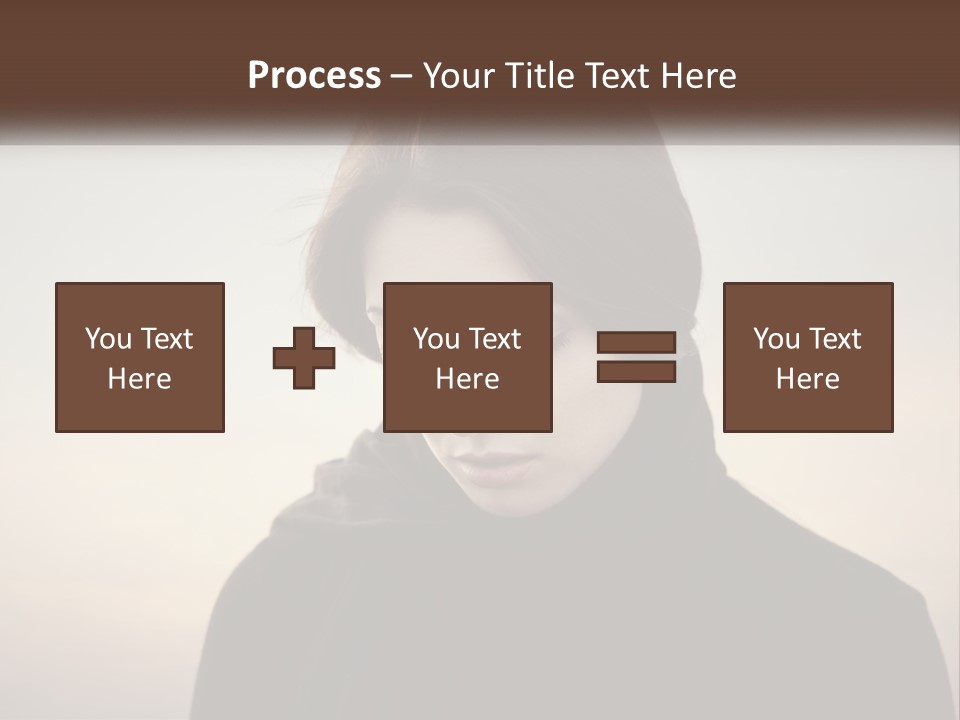 A Woman In A Black Scarf Is Looking Down At Her Cell Phone PowerPoint Template