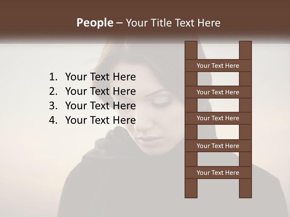A Woman In A Black Scarf Is Looking Down At Her Cell Phone PowerPoint Template