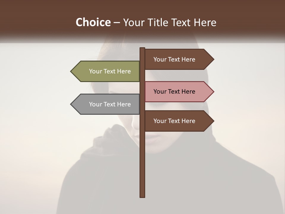 A Woman In A Black Scarf Is Looking Down At Her Cell Phone PowerPoint Template