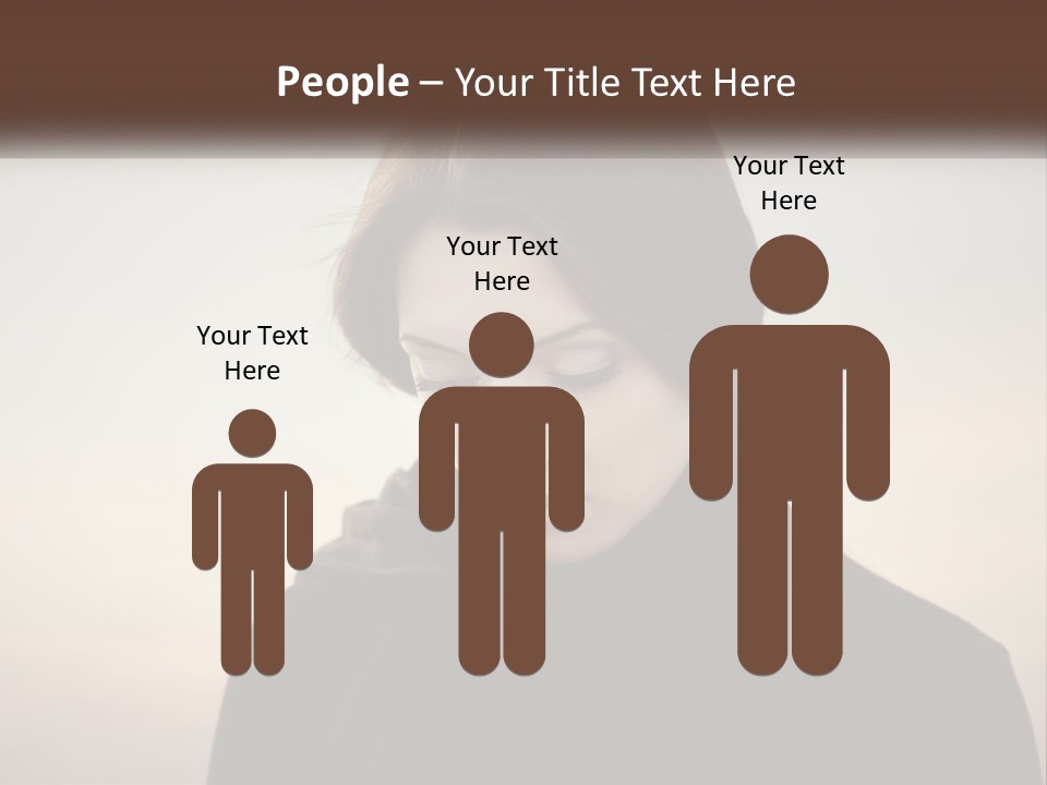 A Woman In A Black Scarf Is Looking Down At Her Cell Phone PowerPoint Template