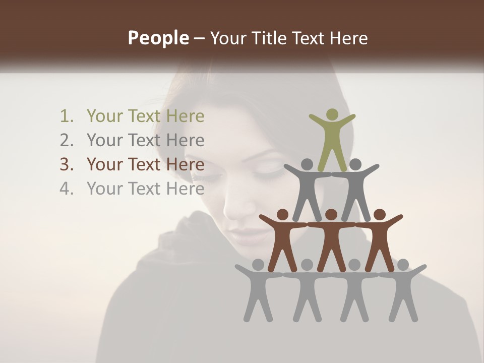 A Woman In A Black Scarf Is Looking Down At Her Cell Phone PowerPoint Template