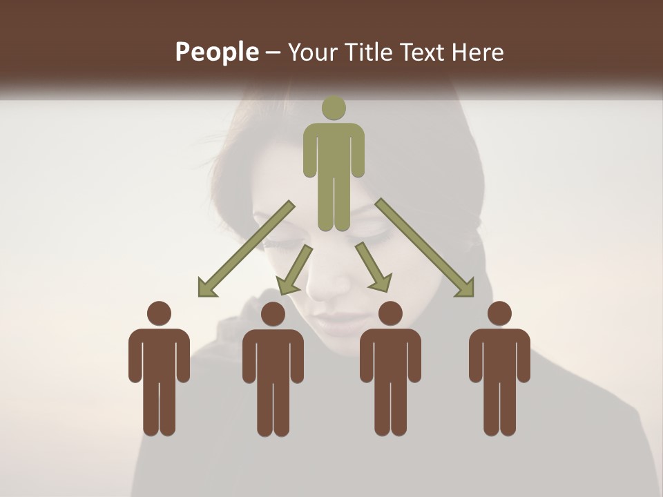 A Woman In A Black Scarf Is Looking Down At Her Cell Phone PowerPoint Template