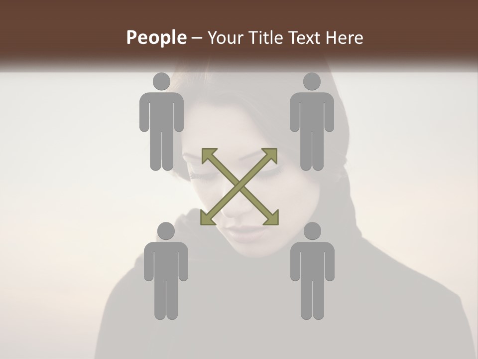 A Woman In A Black Scarf Is Looking Down At Her Cell Phone PowerPoint Template