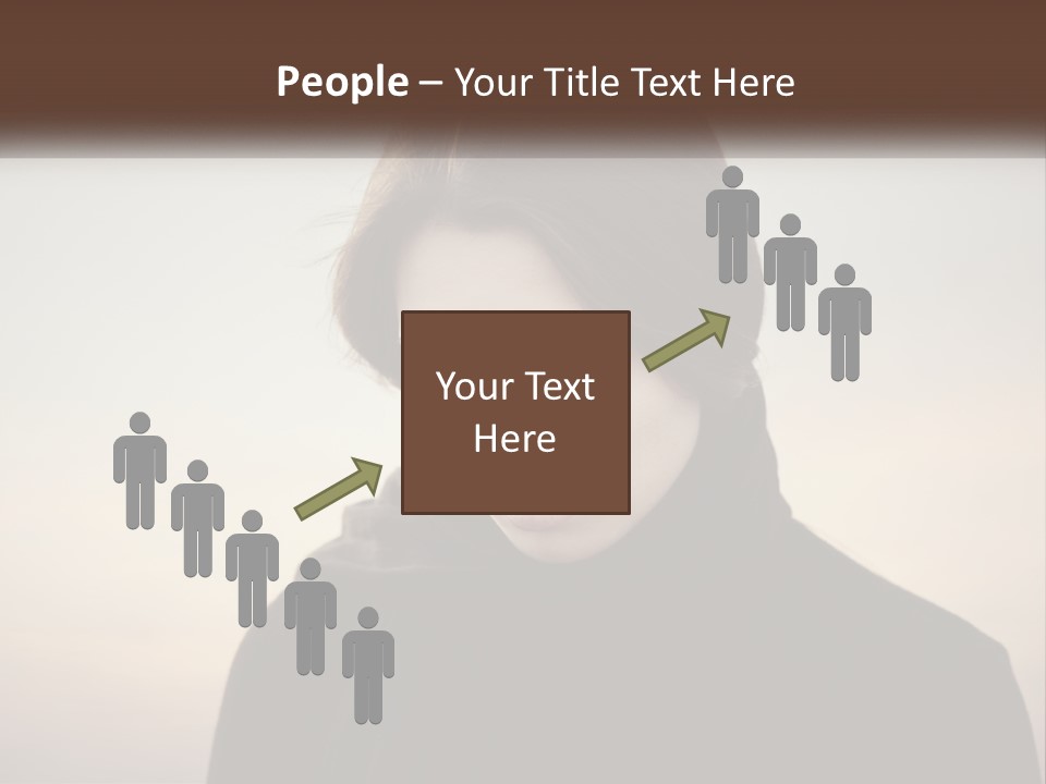 A Woman In A Black Scarf Is Looking Down At Her Cell Phone PowerPoint Template