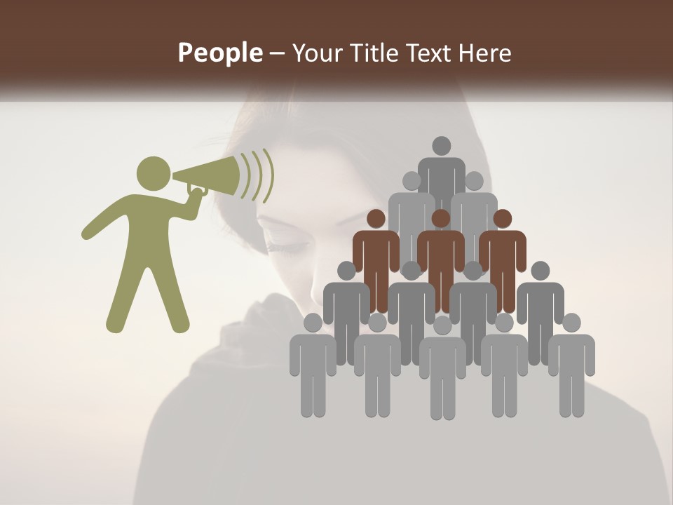 A Woman In A Black Scarf Is Looking Down At Her Cell Phone PowerPoint Template