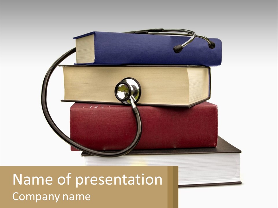 A Book With A Stethoscope On Top Of It PowerPoint Template